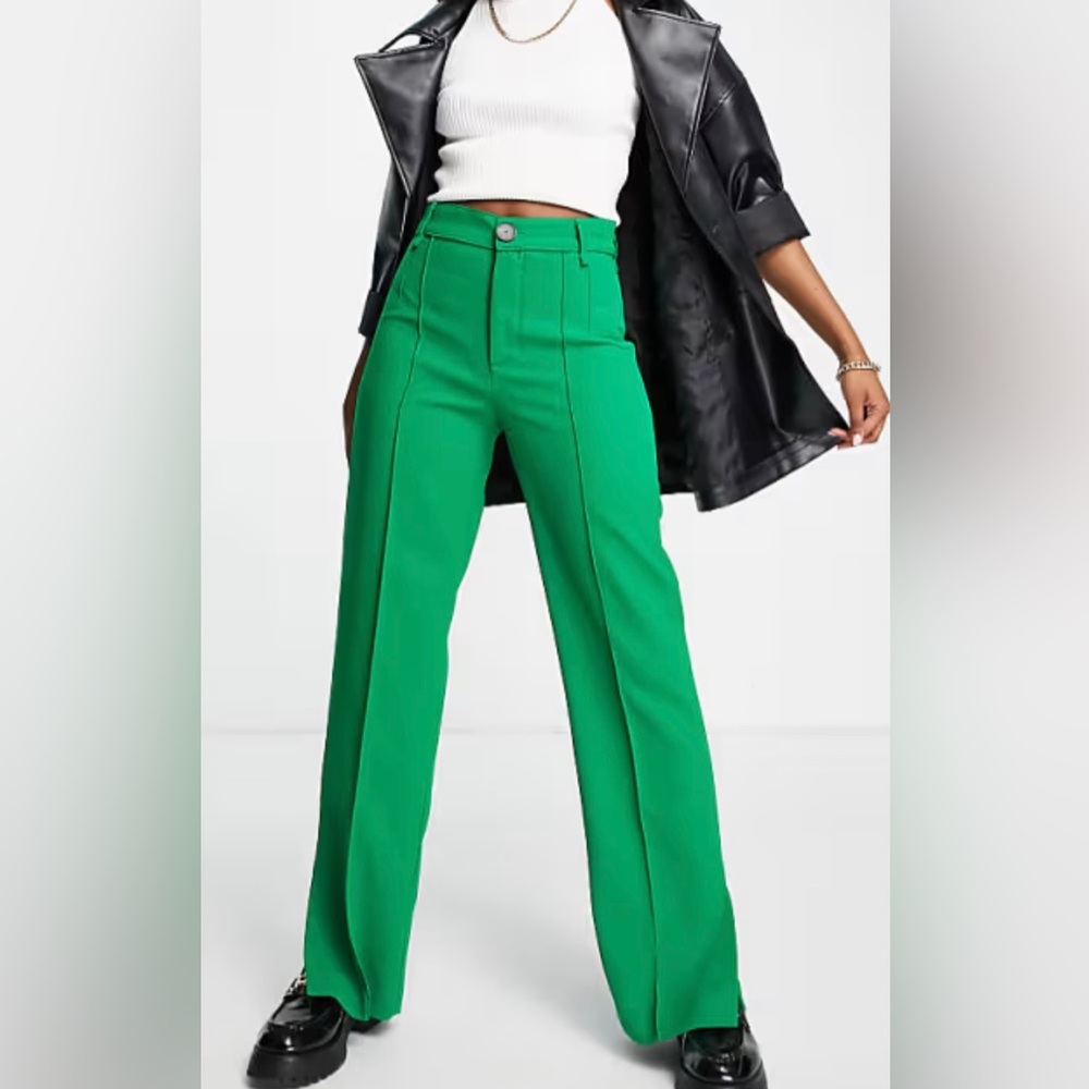 Mango tailored straight leg pants in green Size 6